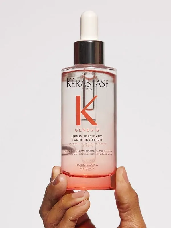 Enriched with Aminexil, Edelweiss Native Cells and Ginger Root, this silicone-free serum  re-anchors hair follicles more solidly into the scalp to minimise breakage. Image: Instagram.com/kerastase 