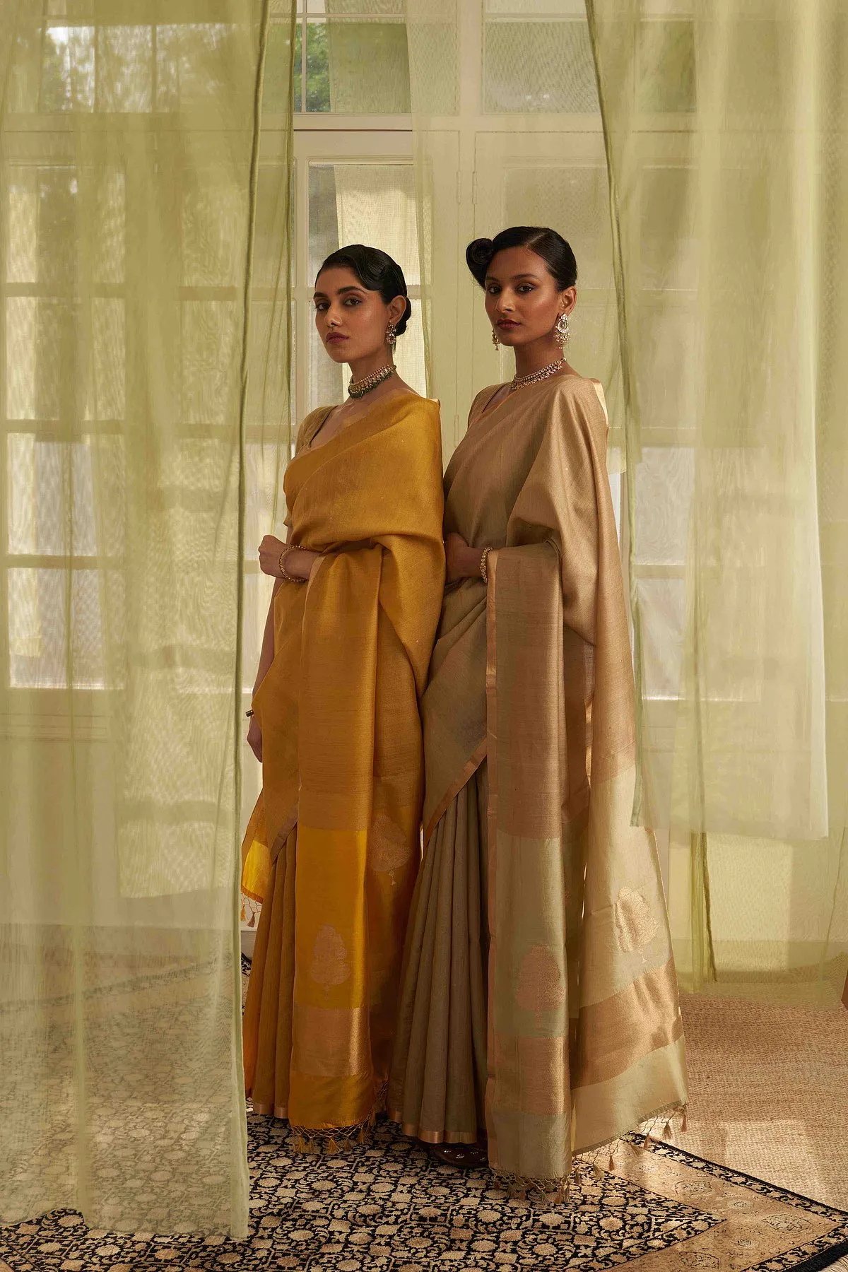 Radhika Jain and Nitin Singla, co-founders of Five Point Five, a platform that stocks exquisite pieces sourced directly from weavers, confirm that consumers will always make space for traditional saris in their closets 