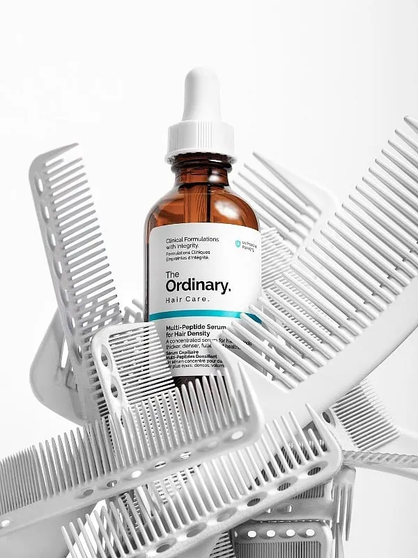 The Ordinary's Multi-Peptide Serum for Hair Density combines the power of a peptide mix with caffeine, lactic acid, castor oil and more to densify the hair with regular use. Image: Instagram.com/theordinary 