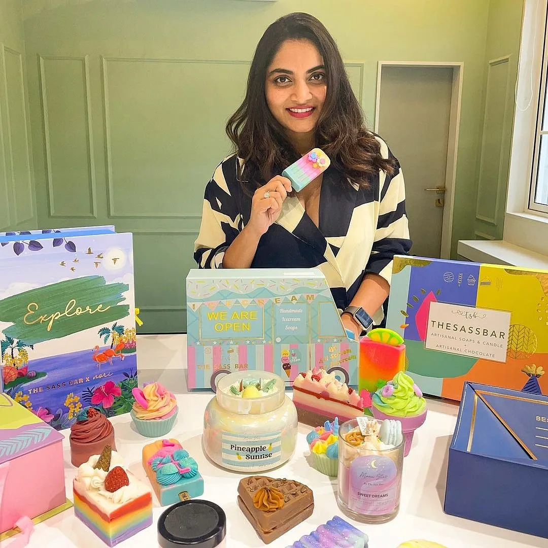 Rishika Nayak, founder of artisanal soapery The Sass Bar was on the first season of Shark Tank India and scored an investment of ₹50 lakh from  Anupam Mittal and Ghazal Alagh. Image: Instagram.com/thesassbar 