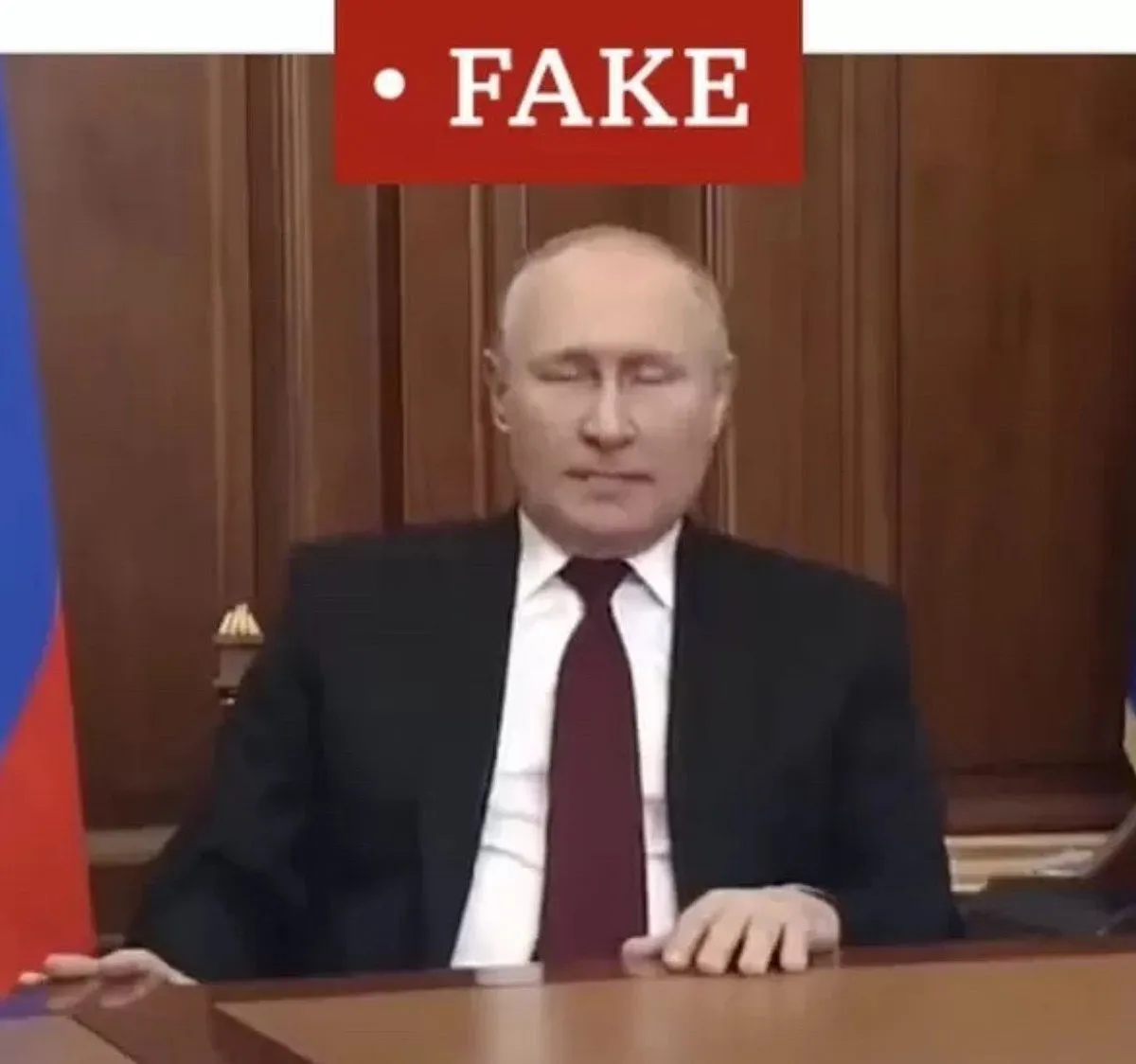 A deepfake video of Russian president Vladimir Putin and Ukranian president Volodymyr  Zelenskyy reemerged in May 2022. Image: BBC 