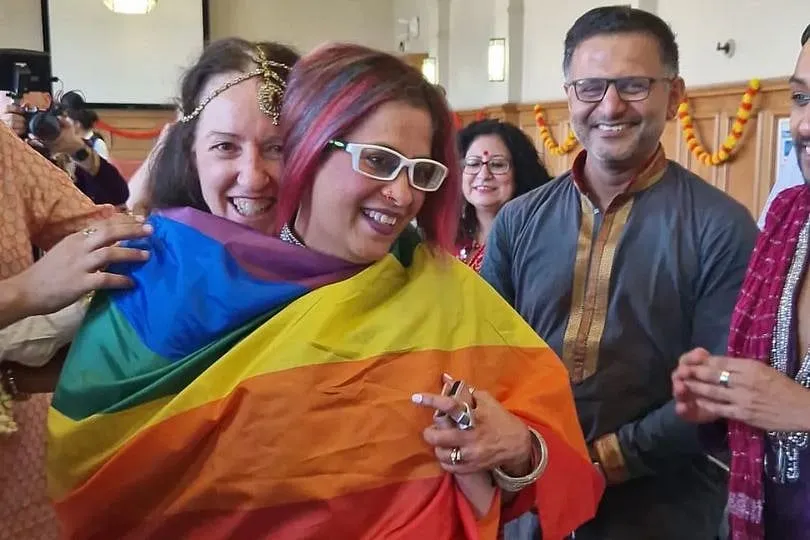 Queer rights activist and author Raga Olga D’Silva now lives in London with her wife Nicola Fenton, whom she married last year. Image: Instagram.com/totallyoutnow 