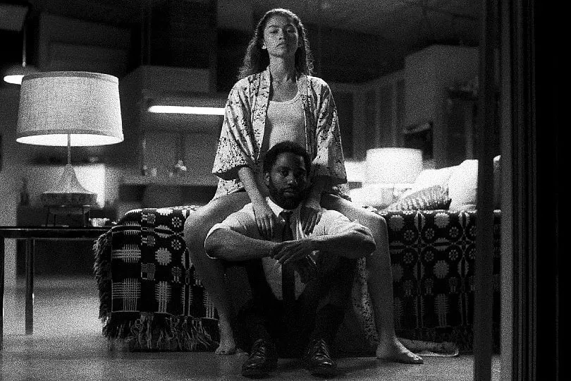 The toxicity in the relationship begins with the notable age gap between Malcolm and Marie. Image: Netflix 