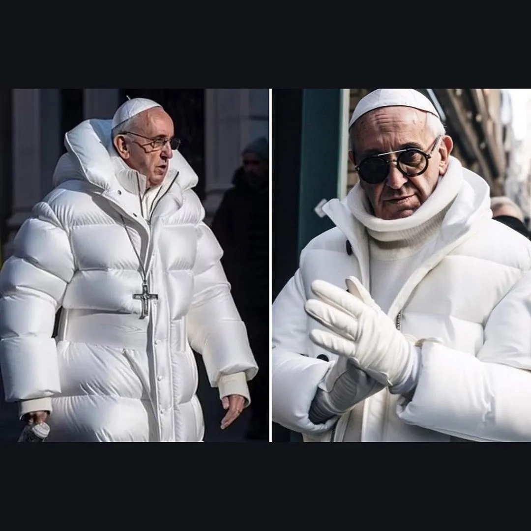 An A.I.-generated image of Pope Francis in a Balenciaga puffer jacket went viral earlier this year 