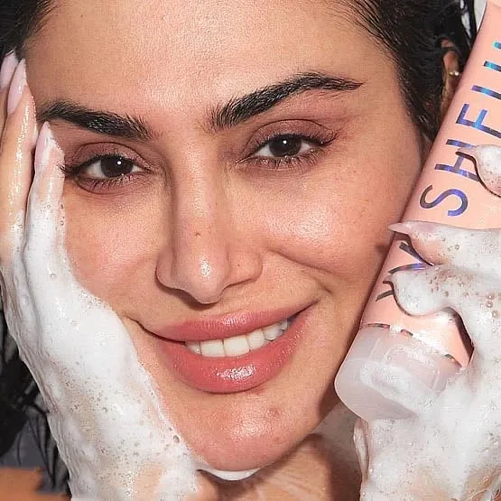 In 2020, Huda Kattan announced the launch of her skincare line Wishful; the brand started out with an enzyme-based face scrub that also went viral on social media. Image: Instagram.com/wishful 