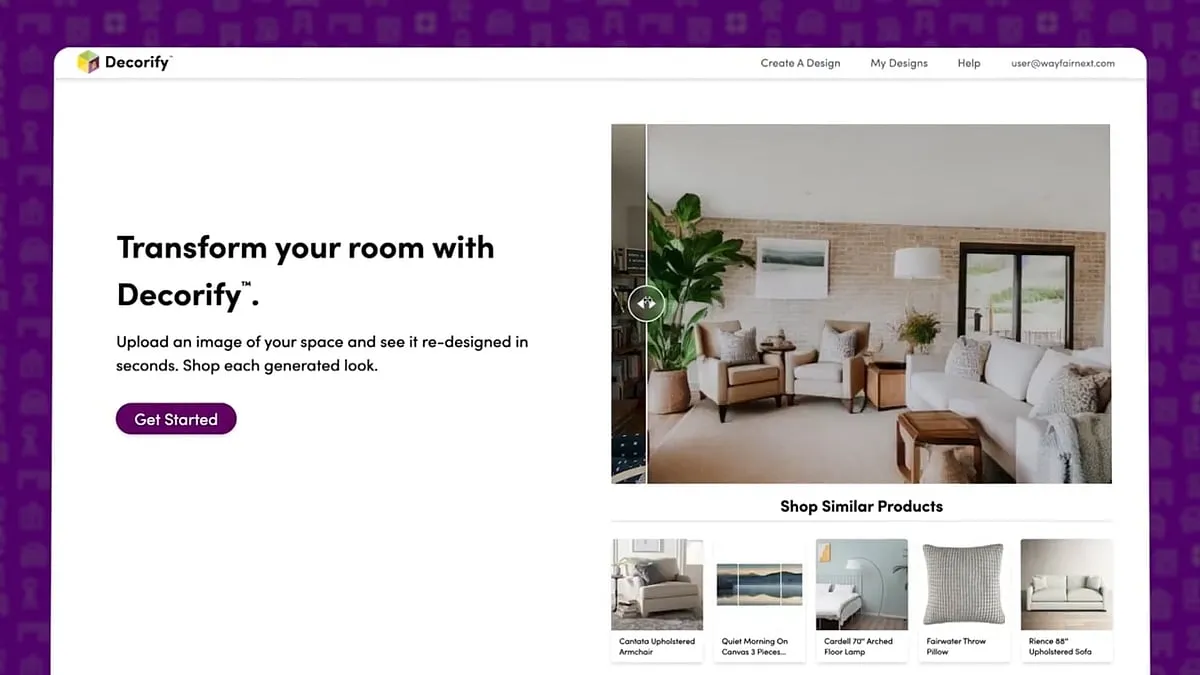 AI will help you effortlessly design your interiors and purchase furniture instantlyWayfair has launched a new tool called Decorify, which utilises generative AI to transform uploaded pictures and selected styles into newly styled rooms. With Decorify, users can receive instant furniture recommendations that are ready for purchase. These recommendations are based on the redecorated room and can be directly bought from Wayfair. 