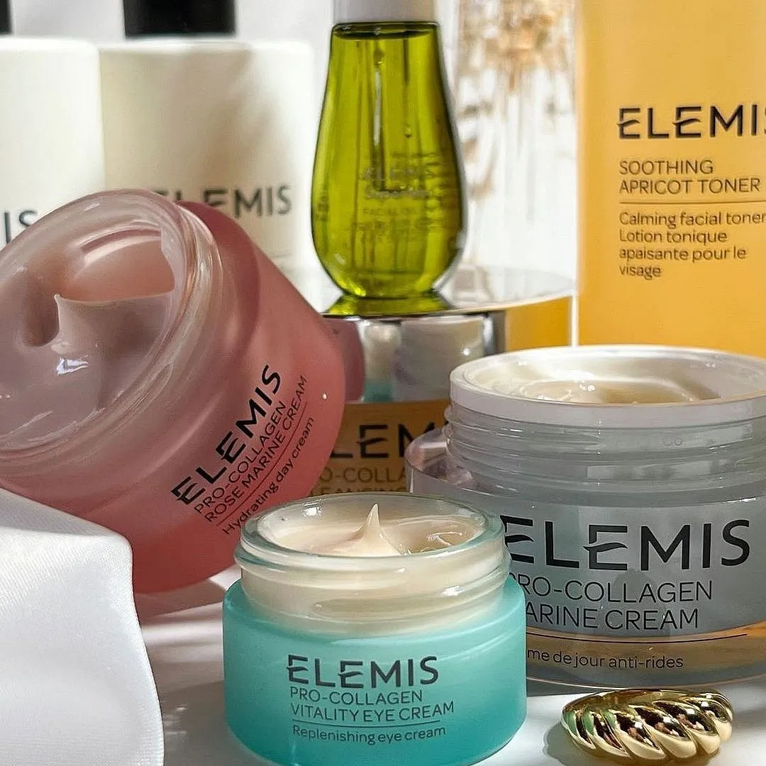 Some skincare products contain ingredients like retinoids, peptides, vitamin C, and growth factors that can help stimulate the production of collagen within the skin, says Dr Jaishree Sharad. Image: Instagram.com/elemis 