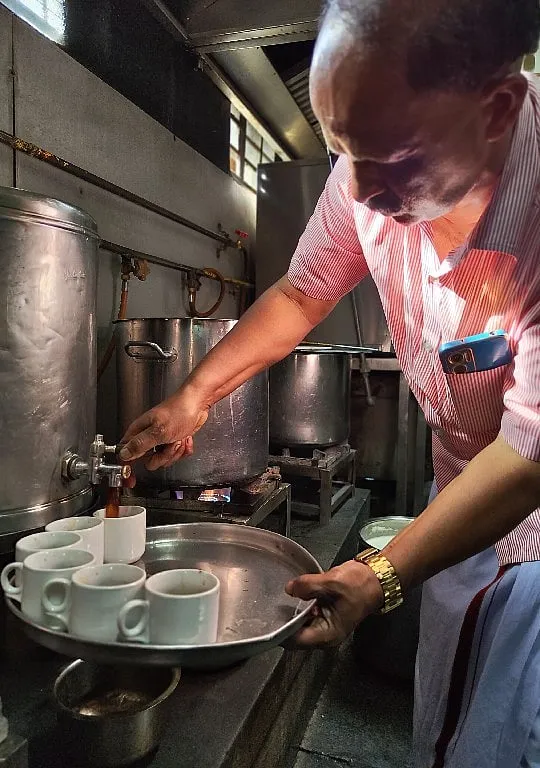 Udaya has been making coffee at Mavalli Tiffin Rooms at Lalbagh Road, in Bengaluru, for the last 31 years 