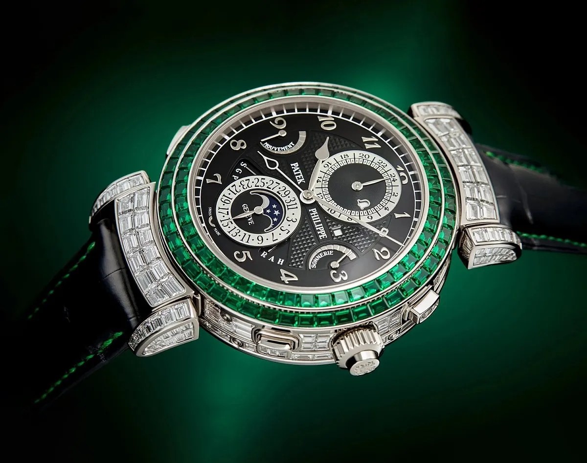 The Patek Philippe Grandmaster ChimeThis intricate wrist watch features a remarkable 20 complications, a reversible case, two independent dials, and incorporates six patented innovations. The journey from its development to production and assembly demanded an astonishing 100,000 hours.  