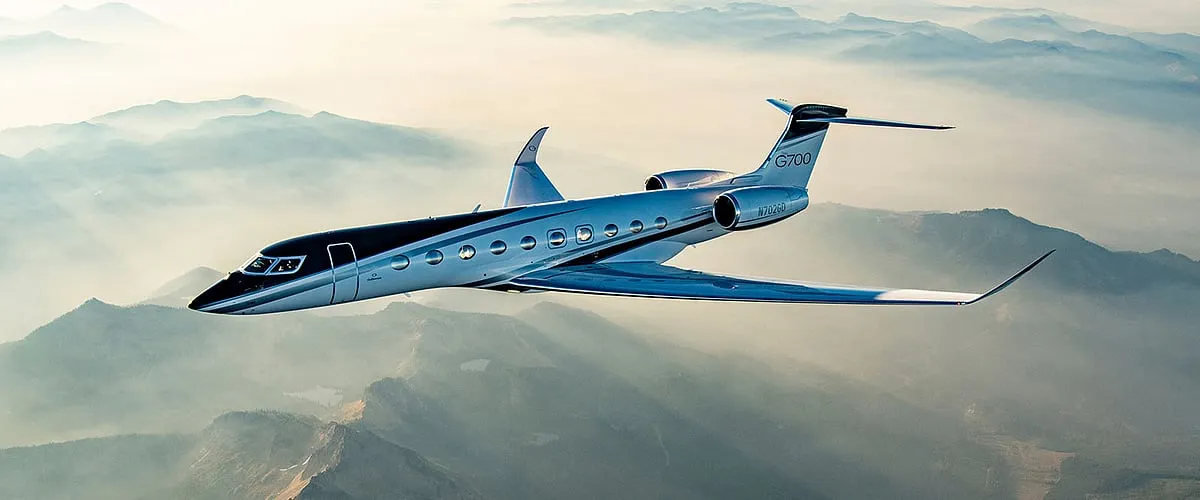 The Gulfstream G700This $75 million private jet, capable of flying from New York to India, features a four-zone cabin designed to accommodate work, leisure, and world-class dining experiences. Notably, it boasts the industry's most spacious cabin, distinguished by its impressive height, width, and length. 