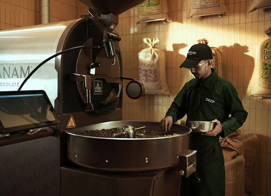 A chocolate maker at work at the Manam Chocolate factory. Image: Siddharth Govindan 
