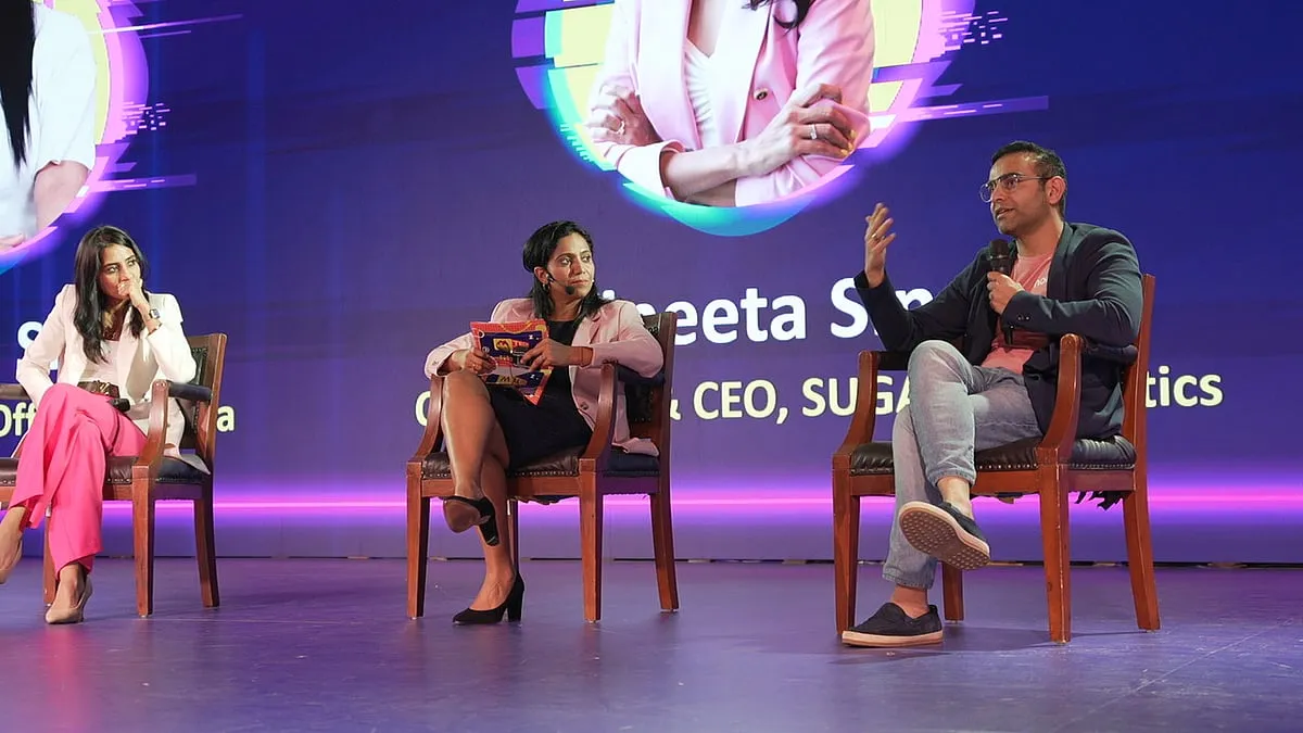 The panel discussion on 'Building homegrown brands for youth' with Nandita Sinha - CEO, Myntra; Vineeta Singh, CEO and Co-founder, SUGAR Cosmetics; Amit Khatri, Co-founder, Noise 