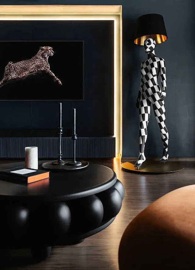 The curious-looking mannequin floor lamp was sourced by the clients on a Europe trip, and is by London-based designers Jimmie Karlsson and Martin Nihlmar 