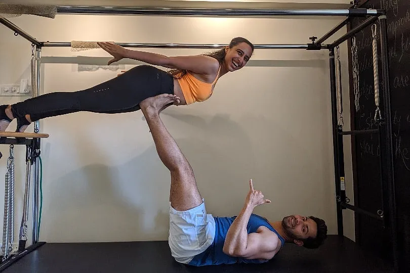 Namrata Purohit with Varun Dhawan in her Pilates studio situated in Mumbai  