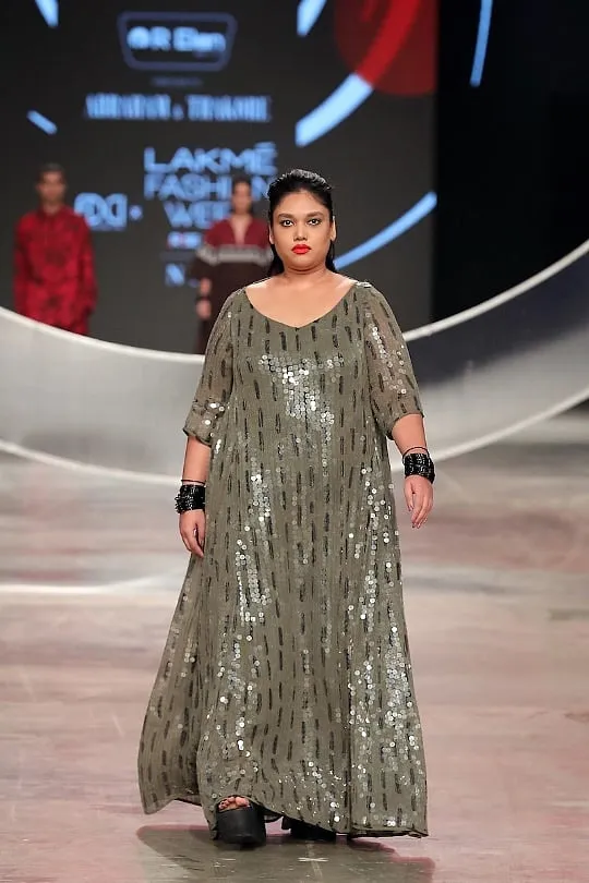 Abraham & Thakore have used sequins made from discarded x-rays and plastic folders for their clothing 