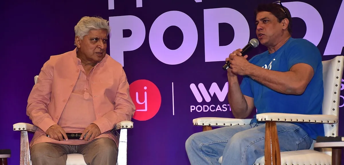 Podcast host Cyrus Broacha with Javed Akhtar 