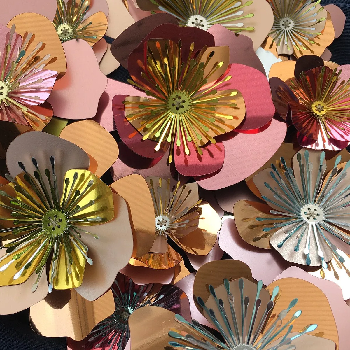 Flowers made from The Sustainable Sequin Company’s 20 per cent rPet sequin sheets 