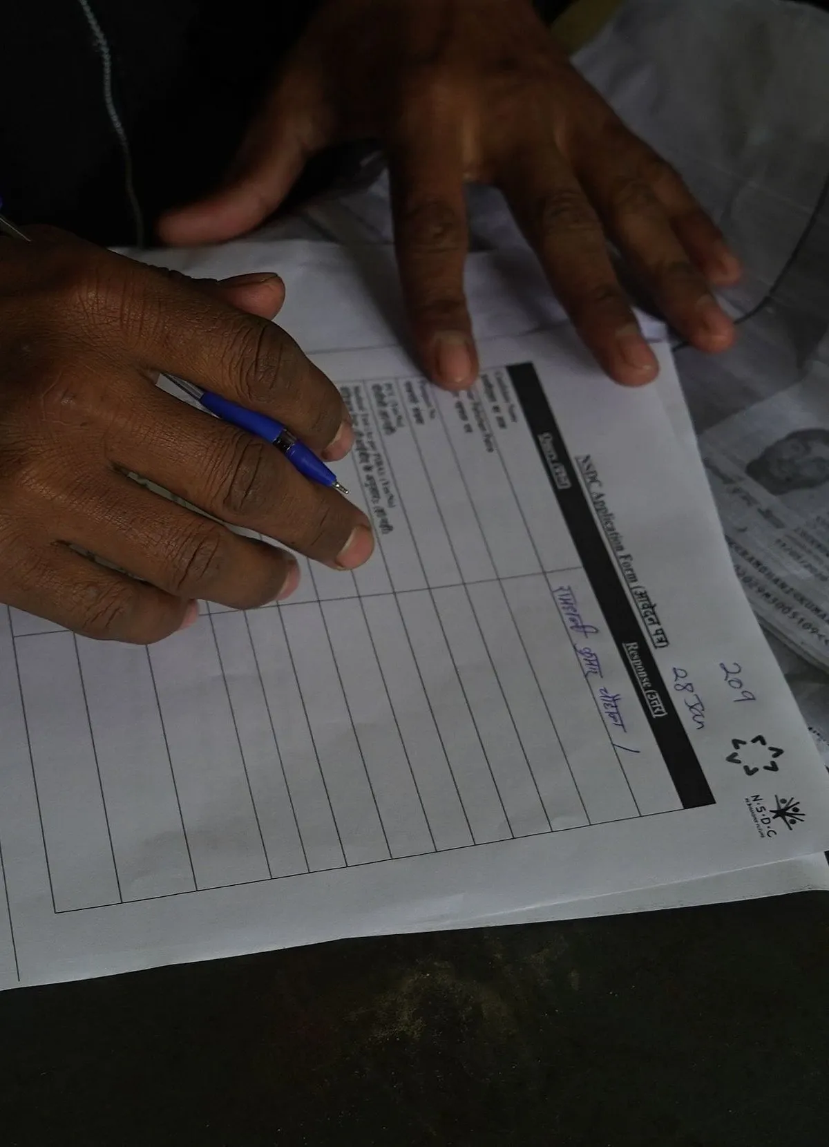 Many like Mahtab Alam queued up to fill up forms as job expectants. Image: Jyoti Thakur 