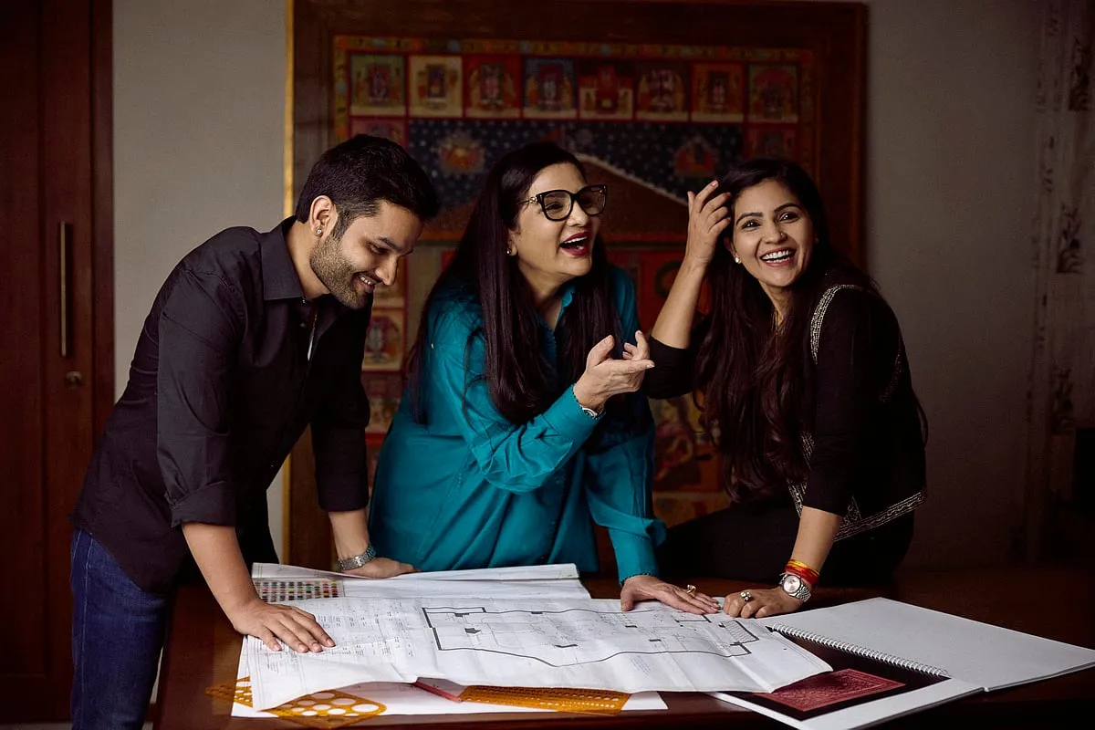 Often referred to as the ‘modern meenakar’, Shekhawat has played an important role in modernising meenakari. Sunita is pictured here with her son Digvijay  and daughter Niharika Shekhawat  