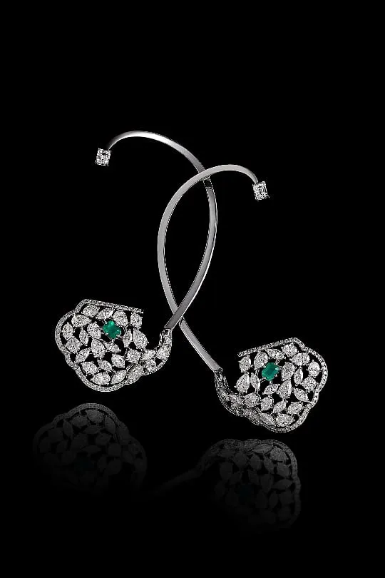 Emerald statement ear cuffs from the Diversa collection by ANEKA 