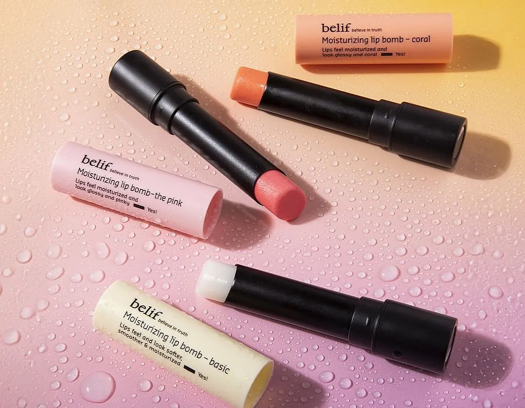Moisturising Lip Bomb, BelifThis Korean tinted lip balm is a great fix for lips that are prone to chapping and cracking, owing to its anti-inflammatory and nourishing properties. Available in clear, coral, and pink tints, this lip balm contains shea butter and raspberry leaf extract to soothe, heal, and repair a damaged skin barrier.Image: Instagram.com/belif 