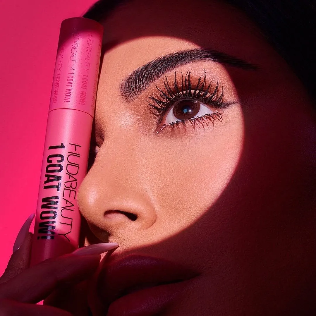 1 Coat WOW, Huda BeautyThis is Huda’s answer to all your rants about having to layer mascara. The 1 Coat WOW mascara features an hourglass-shaped, dual-sided brush to uplift your lashes in one swipe. However, you can build it up, should you wish. It lengthens and thickens the lashes for a fluttery look that appears natural yet on fleek.Image: Instagram.com/hudabeauty 