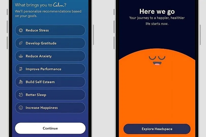 Mindfulness apps can help you anticipate low days and burnouts. Image: Calm App, Headspace App 