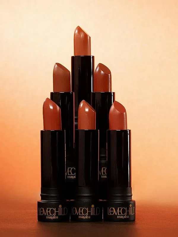 The Bare Brown Lipsticks range from Lovechild by Masaba features six cool- and warm-toned shades. Image: Instagram.com/lovechildbymasaba 
