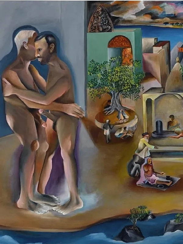 In the mid- to late-20th century, Bhupen Khakhar was one of India’s most prominent names as a queer artist. Image: www.sothebys.com 