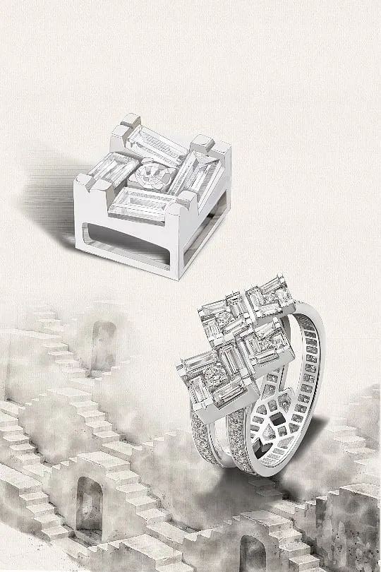 In its ‘Samave’ collection, Zoya reinterprets the intricate designs of India’s ancient stepwells through a minimalist aesthetic 