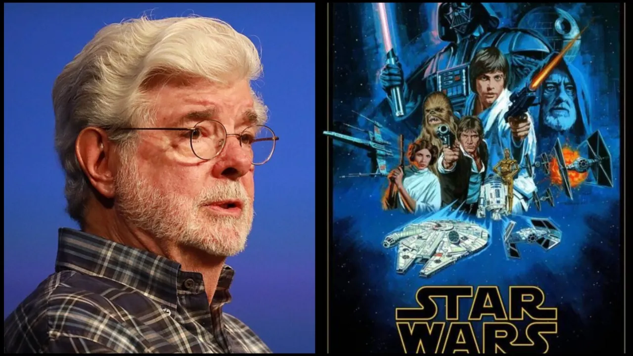 George Lucas (left) and Star Wars: A New Hope, 1977 (right)