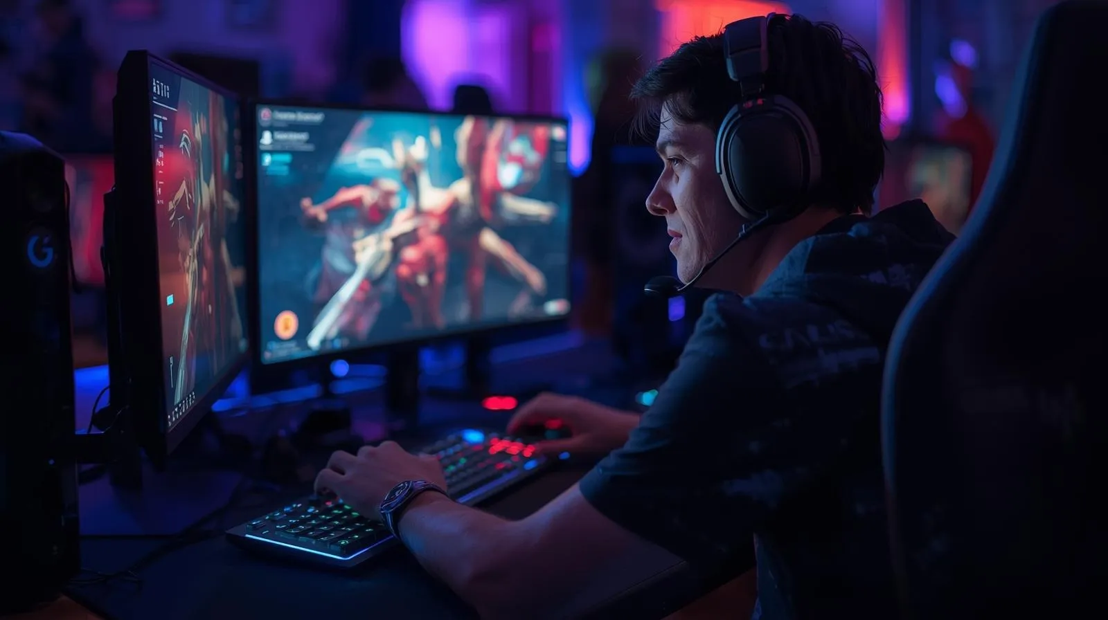 Gamer playing games