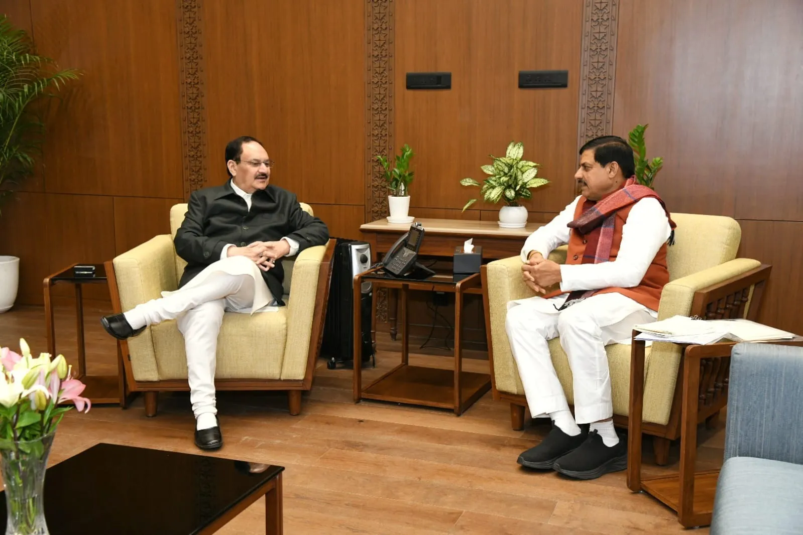 cm mohan jp nadda meeting