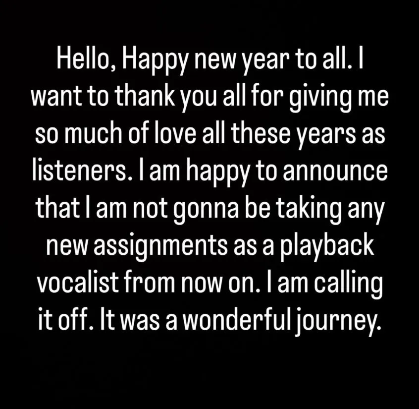 Arijit Singh Retirement post