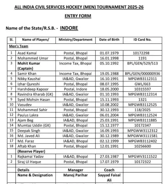 MP Civil Service Hockey Team