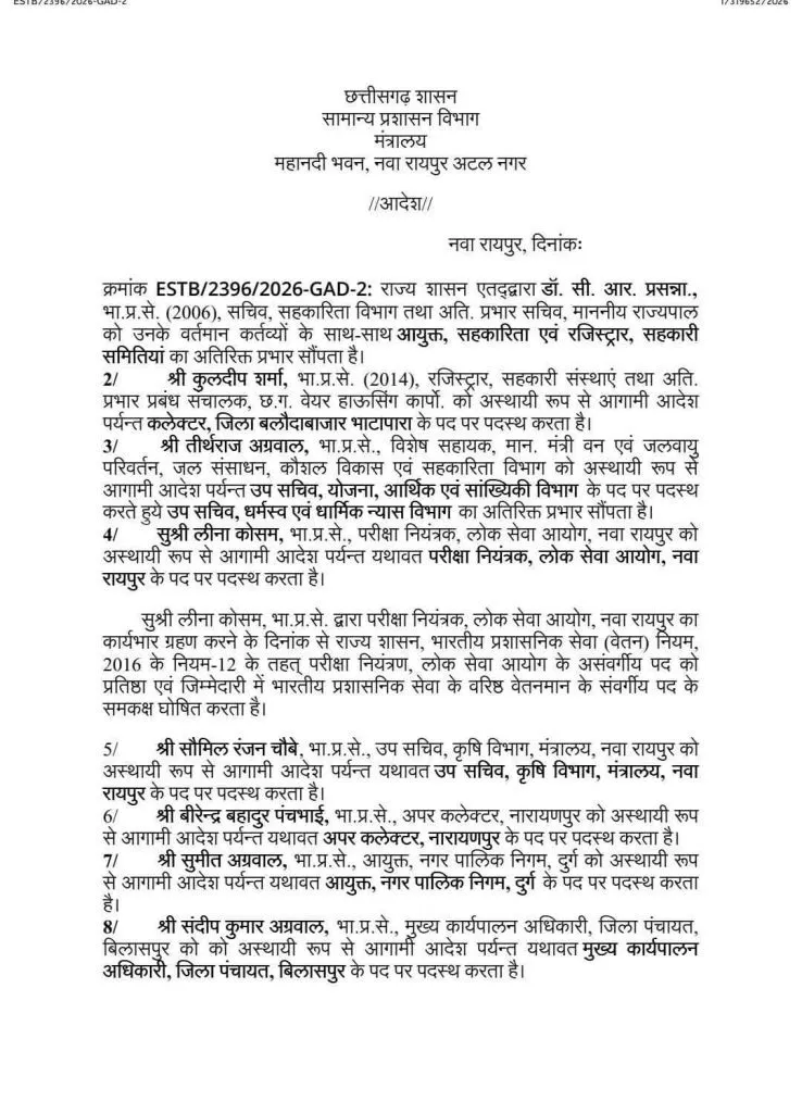 Chhattisgarh IAS Transfer