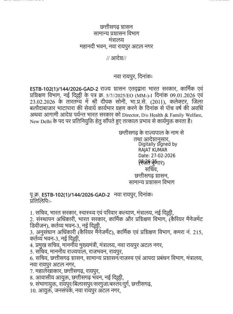 Chhattisgarh IAS Transfer