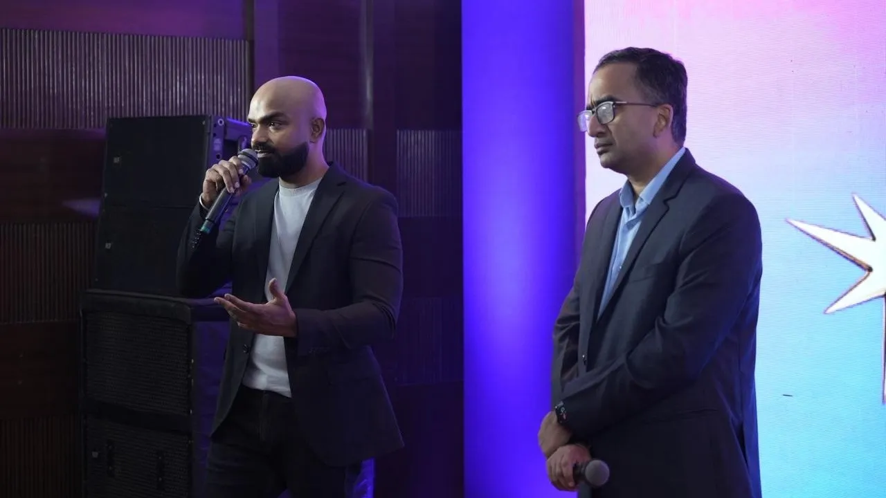 Sushant Sreeram and Krishnan Kutty at the launch of JioHotstar South Unbound in Chennai on Tuesday, December 9, 2025.