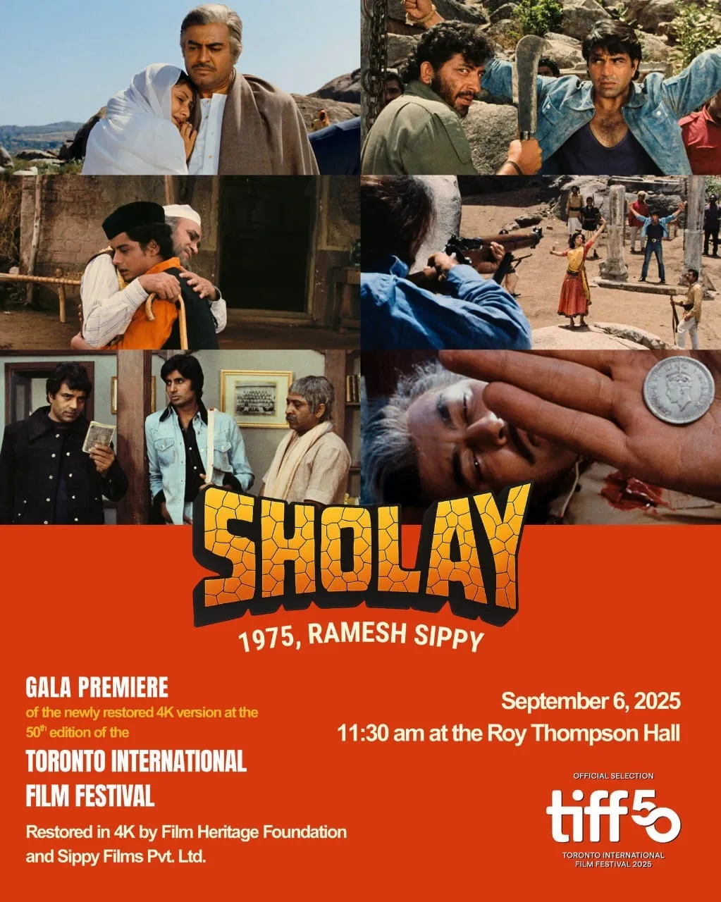 September 6th. Sholay at the Toronto International Film Festival