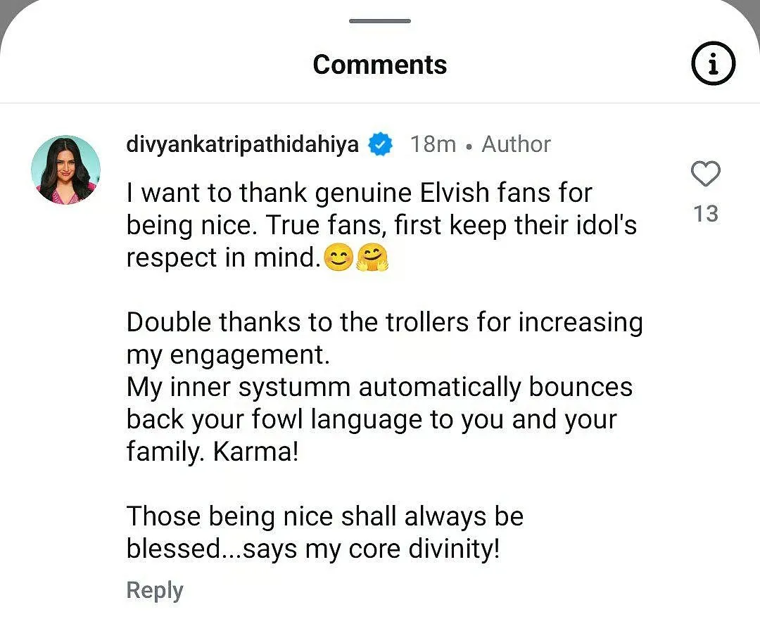 divyanka tripathi comment