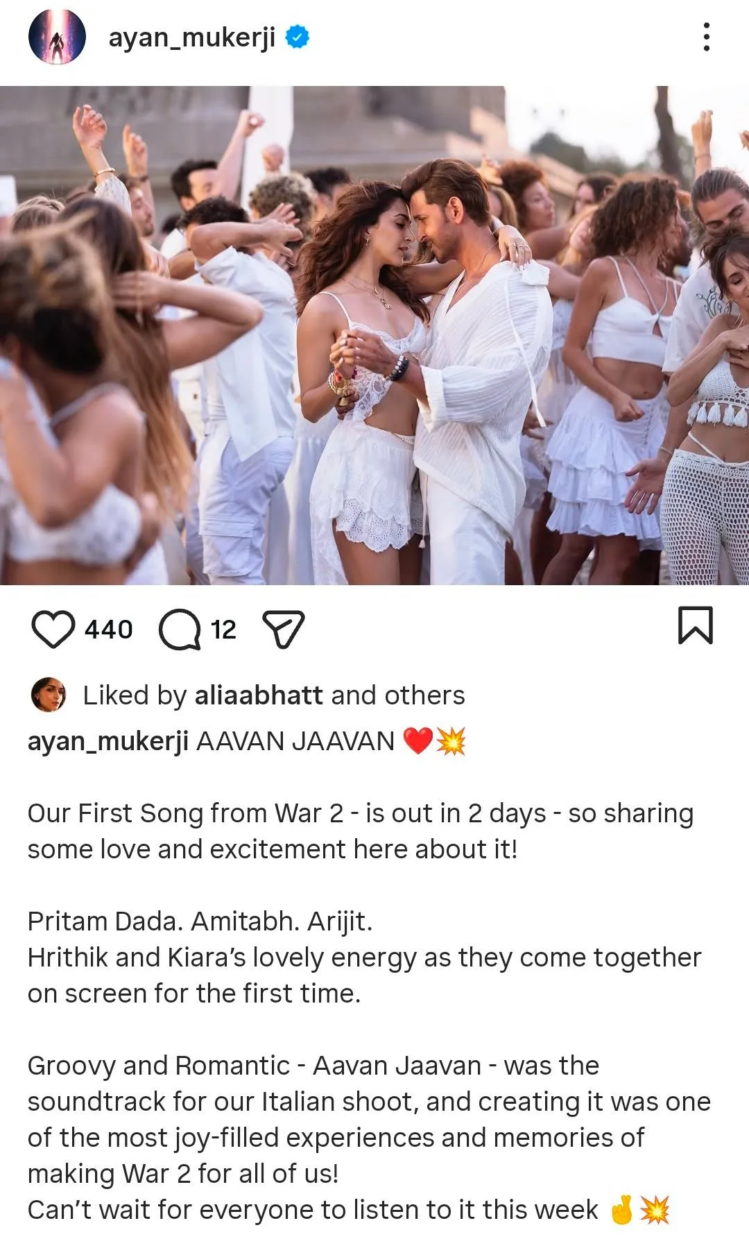 Ayan Mukerji shares update on War 2 first song Aavan Jaavan