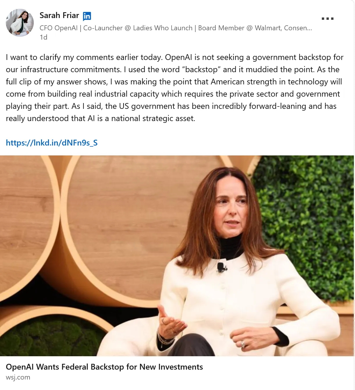 Screenshot 2025-11-07 at 10-04-12 OpenAI Wants Federal Backstop for New Investments Sarah Friar 77 comments