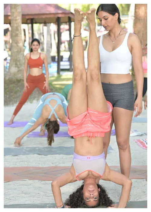 Ira Trivedi teaching yoga