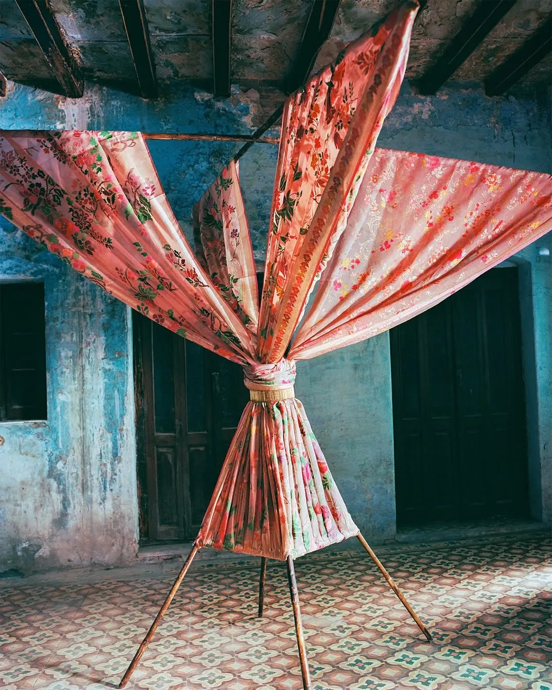 An installation by @nikhildx - fragments of Real Zari, assembled to reflect the quiet complexity