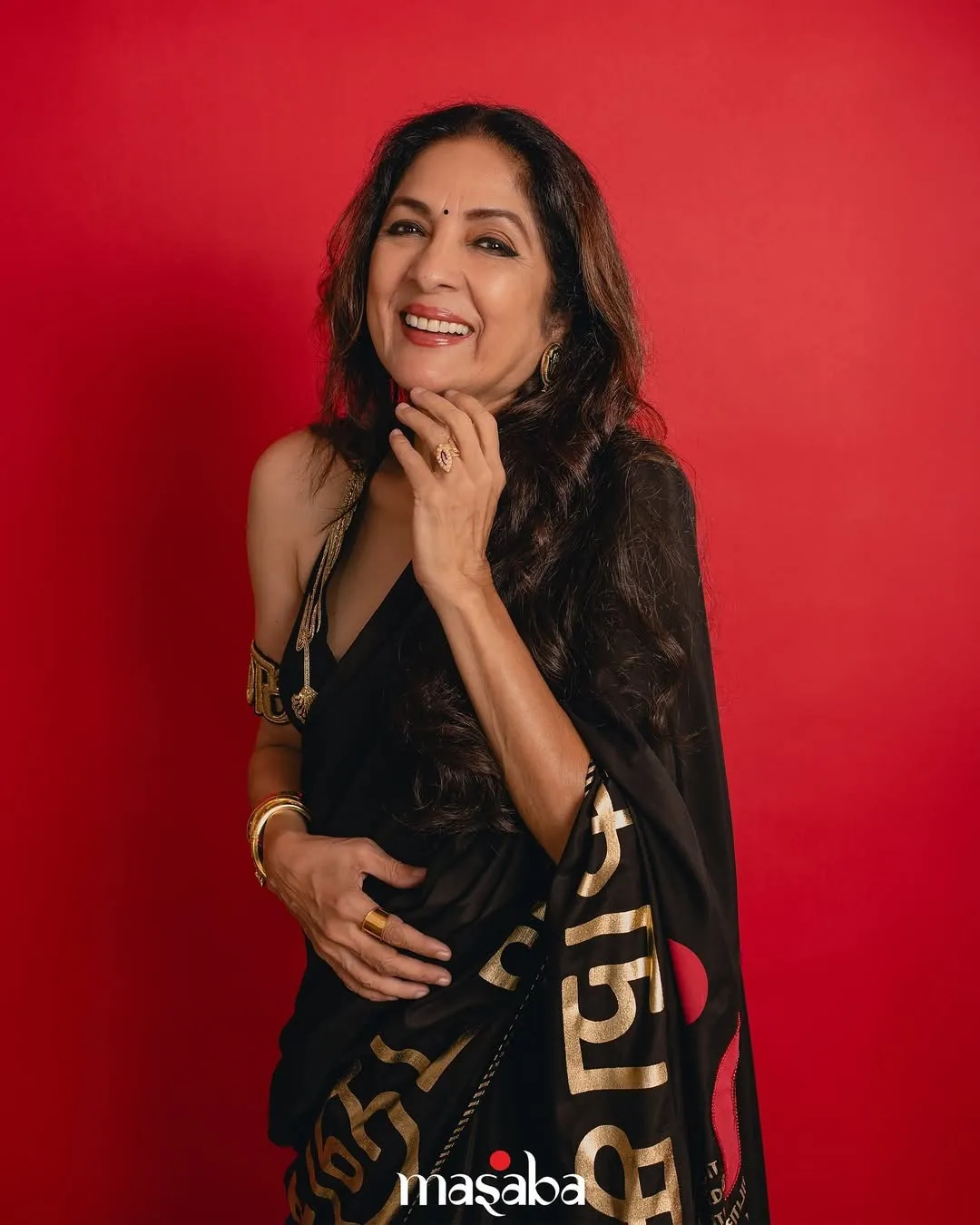 • Oh, so Masaba! • The House’s favourite muse @neena_gupta wears the ‘Black Madras Muse Saree’ p