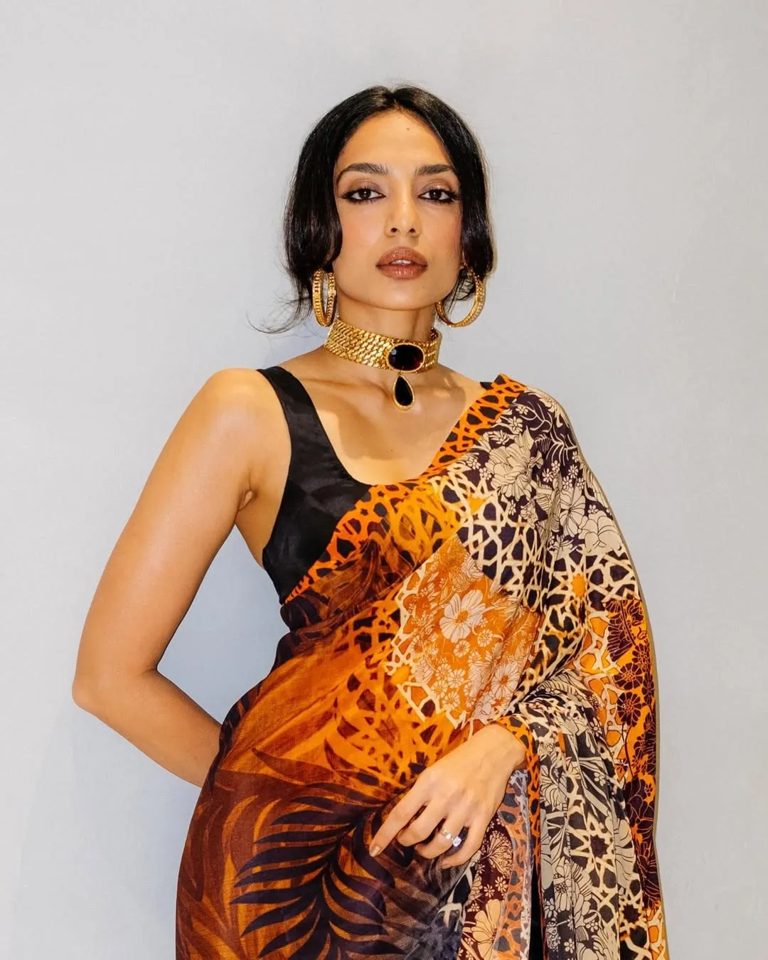 @sobhitad giving Safari Noir in the @valliyan  classic tourmaline choker and Greek hoops.Only av