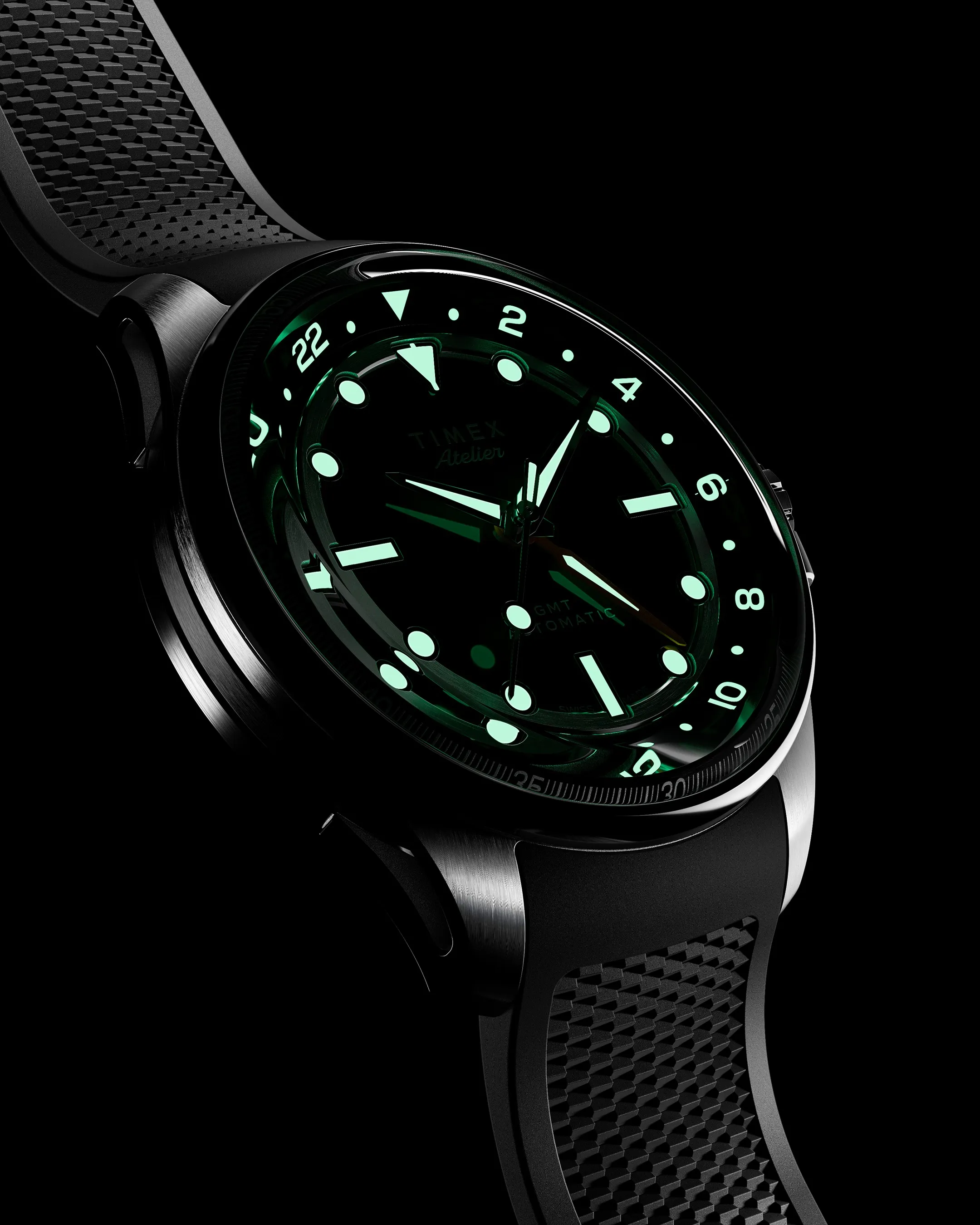 Timex Atelier GMT24 M1a Swiss Made Automatic GMT 40mm NBR Synthetic Rubber  Strap 1