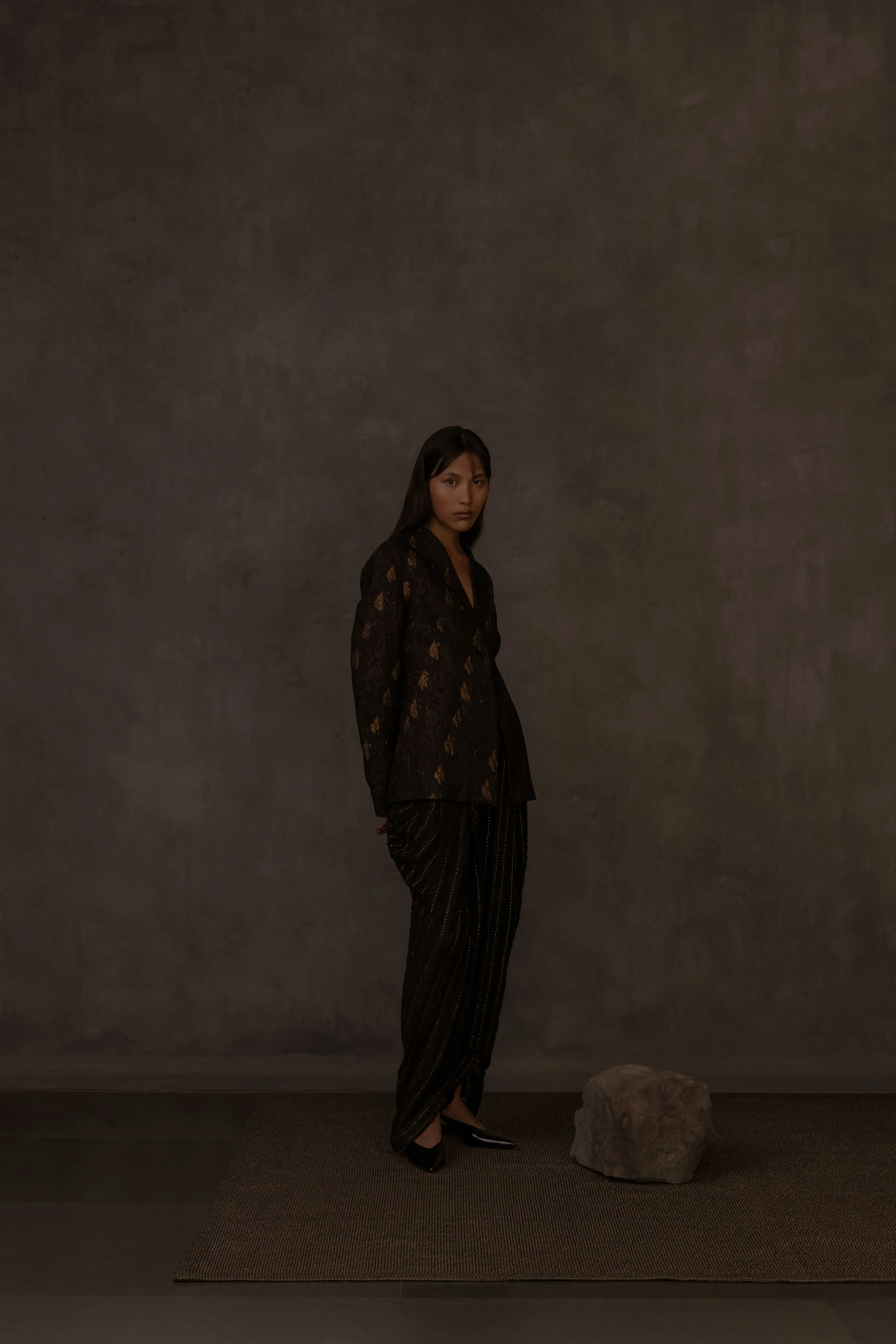 Charcoal Blazer and Dhoti Pants