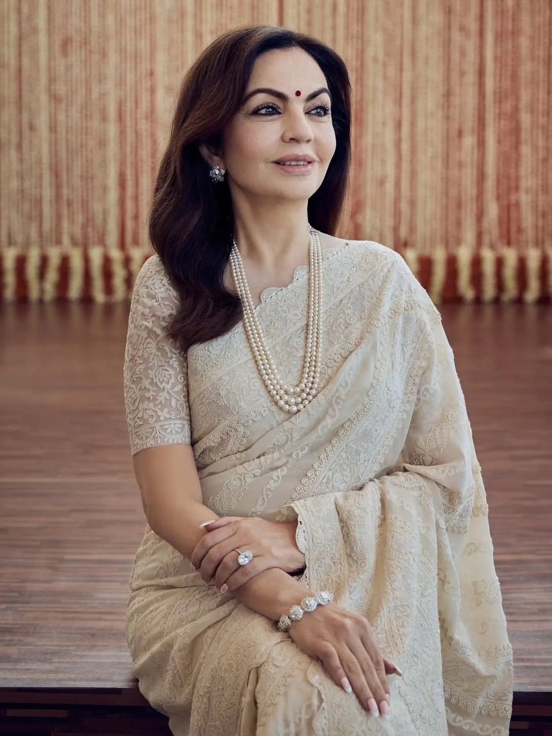 Nita Ambani in an Abu Jani Sandeep Khosla saree, with Her Majesty Queen Rania Al Abdullah✨