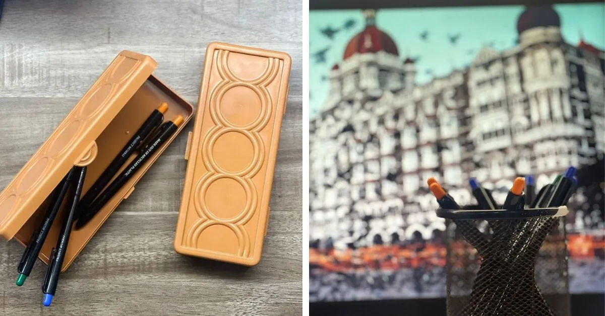 The plastic waste takes on many forms, such as pencil boxes, garden tiles, benches and other accessories